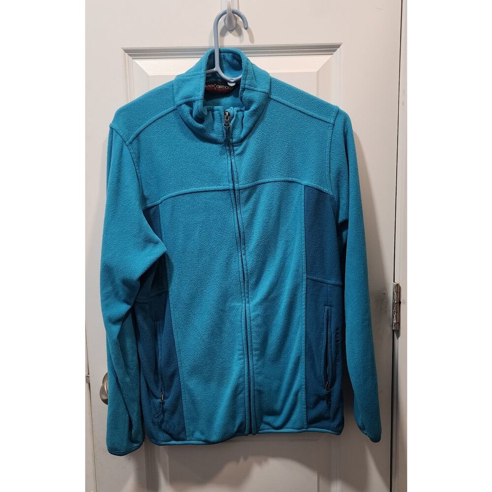 Black Diamond Full Zip Jacket Large Blue Fleece Double Diamond Tech Long Sleeve